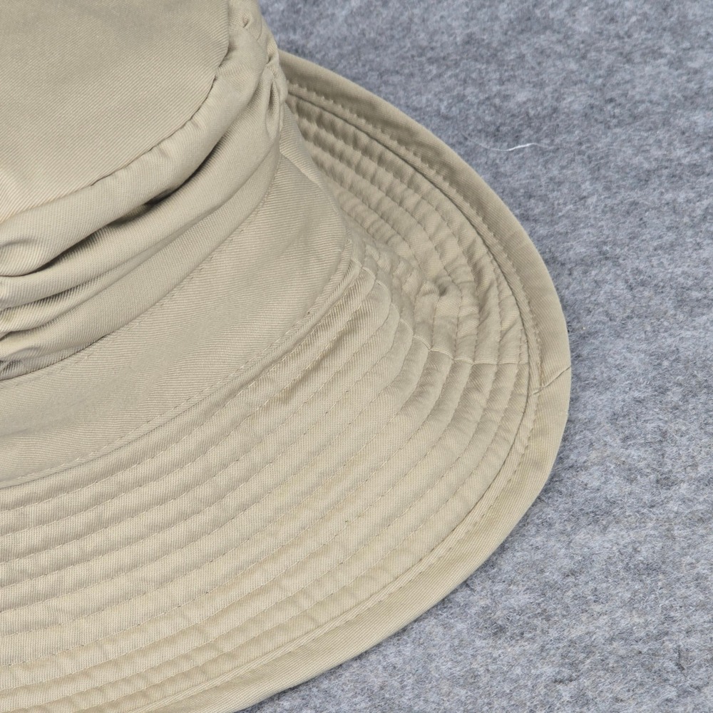 Burberry Bucket Hat Womens 7 Tan Ruched Nova Check Lining Vintage England Clean! - Picture 14 of 16